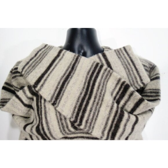 Vintage Joseph Abboud Mens Large Lambswool Striped V Neck Sweater Gray White - Picture 8 of 9